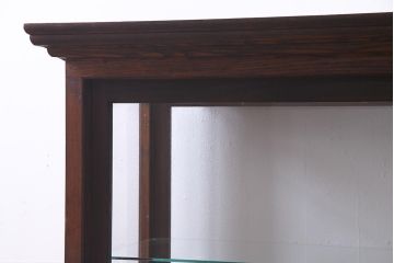 アンティーク家具　和製アンティーク　総栗材　激レア!両面引き戸　大正ロマンの雰囲気漂うガラスケース(ショーケース、陳列棚)(R-037928)