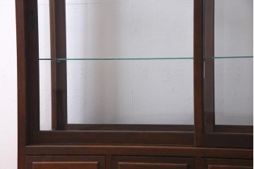 アンティーク家具　和製アンティーク　総栗材　激レア!両面引き戸　大正ロマンの雰囲気漂うガラスケース(ショーケース、陳列棚)(R-037928)