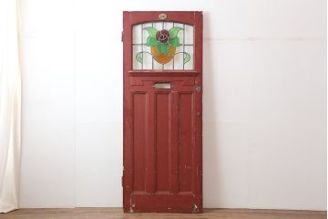 アンティーク建具　イギリスアンティーク　ステンドグラスがおしゃれな木製ドア(扉、建具)(R-037943)