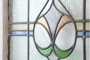 アンティーク建具　イギリスアンティーク　ステンドグラスがおしゃれな木製ドア(扉、建具)(R-037944)