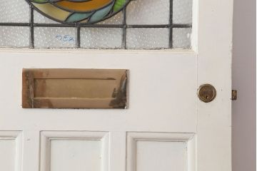アンティーク建具　フランスアンティーク　ステンドグラスがおしゃれな木製ドア(扉、建具)(R-037946)