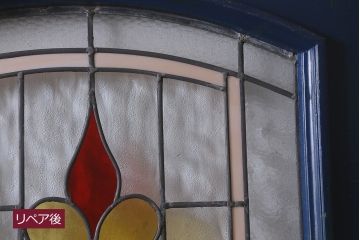 アンティーク建具　イギリスアンティーク　ステンドグラスがおしゃれな木製ドア(扉、建具)(R-037947)