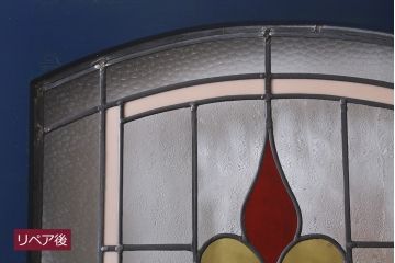 アンティーク建具　イギリスアンティーク　ステンドグラスがおしゃれな木製ドア(扉、建具)(R-037947)