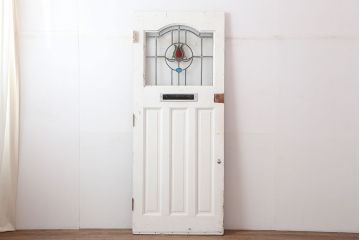 アンティーク建具　イギリスアンティーク　ステンドグラスがおしゃれな木製ドア(扉、建具)(R-037948)