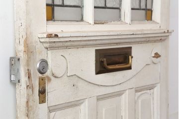 アンティーク建具　イギリスアンティーク　ステンドグラスがおしゃれな木製ドア(扉、建具)(R-037949)