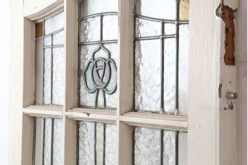 アンティーク建具　イギリスアンティーク　ステンドグラスがおしゃれな木製ドア(扉、建具)(R-037949)