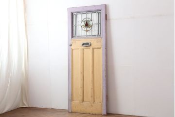 アンティーク建具　イギリスアンティーク　ステンドグラスがおしゃれな木製ドア(扉、建具)(R-037952)