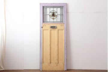 アンティーク建具　イギリスアンティーク　ステンドグラスがおしゃれな木製ドア(扉、建具)(R-037952)