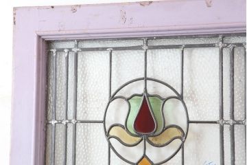 アンティーク建具　イギリスアンティーク　ステンドグラスがおしゃれな木製ドア(扉、建具)(R-037952)