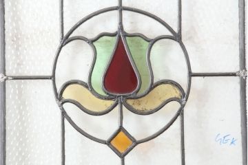 アンティーク建具　イギリスアンティーク　ステンドグラスがおしゃれな木製ドア(扉、建具)(R-037952)