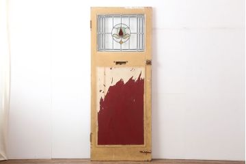 アンティーク建具　イギリスアンティーク　ステンドグラスがおしゃれな木製ドア(扉、建具)(R-037952)