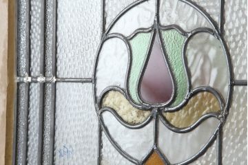 アンティーク建具　イギリスアンティーク　ステンドグラスがおしゃれな木製ドア(扉、建具)(R-037952)