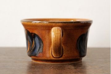 ヴィンテージ雑貨　北欧ビンテージ　落ち着いた温もり感じるスープカップ&ソーサー3客セット(洋食器)(R-037959)