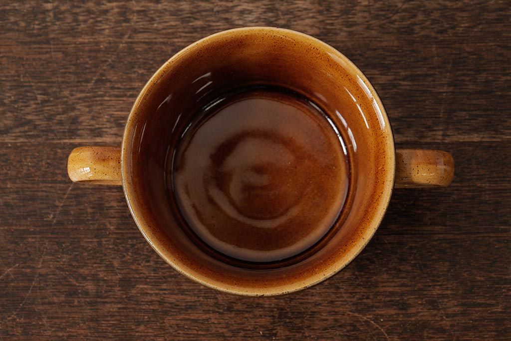 ヴィンテージ雑貨　北欧ビンテージ　落ち着いた温もり感じるスープカップ&ソーサー3客セット(洋食器)(R-037959)