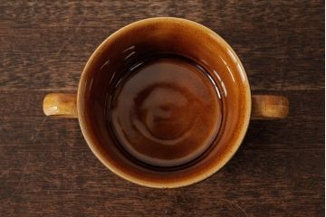 ヴィンテージ雑貨　北欧ビンテージ　落ち着いた温もり感じるスープカップ&ソーサー3客セット(洋食器)(R-037959)