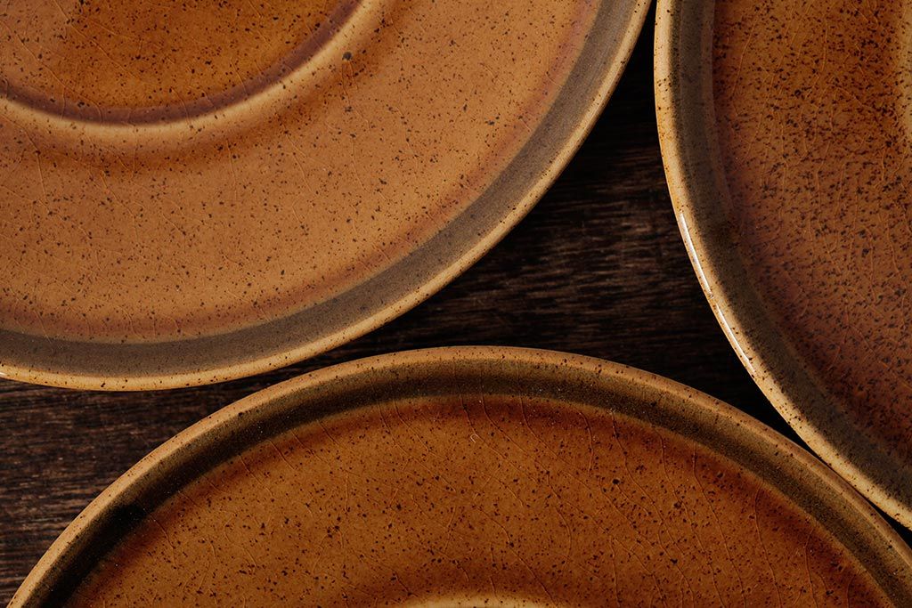 ヴィンテージ雑貨　北欧ビンテージ　落ち着いた温もり感じるスープカップ&ソーサー3客セット(洋食器)(R-037959)