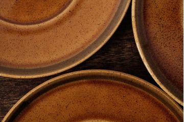 ヴィンテージ雑貨　北欧ビンテージ　落ち着いた温もり感じるスープカップ&ソーサー3客セット(洋食器)(R-037959)