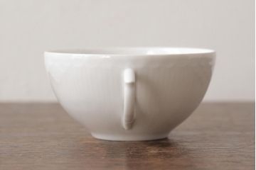 中古　ROYAL COPENHAGEN(ロイヤルコペンハーゲン)　ホワイトフルーテッド ハーフレース　ティーカップ&ソーサー4客セット(洋食器)(R-037960)