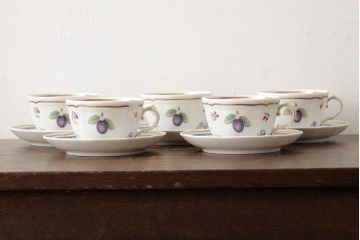 イタリア　Richard Ginori(リチャードジノリ)　イタリアンフルーツ　カップ&ソーサー5客セット(洋食器)(R-037961)