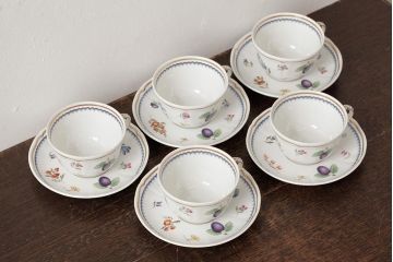 イタリア　Richard Ginori(リチャードジノリ)　イタリアンフルーツ　カップ&ソーサー5客セット(洋食器)(R-037961)