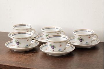 イタリア　Richard Ginori(リチャードジノリ)　イタリアンフルーツ　カップ&ソーサー5客セット(洋食器)(R-037961)