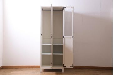 ラフジュ工房オリジナル　モールガラス入り　ホワイトカラーが爽やかな2人用ペイントロッカー(ワードローブ)(R-037963)