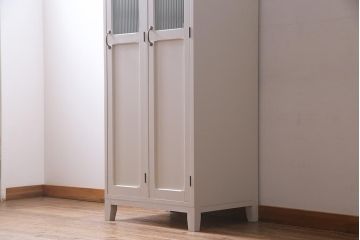 ラフジュ工房オリジナル　モールガラス入り　ホワイトカラーが爽やかな2人用ペイントロッカー(ワードローブ)(R-037963)