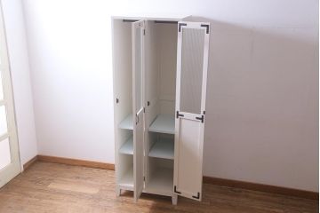 ラフジュ工房オリジナル　モールガラス入り　ホワイトカラーが爽やかな2人用ペイントロッカー(ワードローブ)(R-037963)