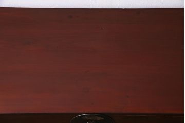 アンティーク家具　昭和初期　前面ケヤキ材　漆塗り　味わい深い佇まいがおしゃれな鉄脚付きローボード(ローチェスト、引き出し、衣装箪笥、テレビ台)(R-037966)