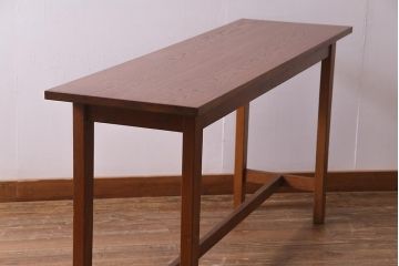 ビンテージ家具　和製ビンテージ　天板オーク材　レトロな空間づくりにおすすめの横型のリメイクカウンターテーブル(コンソールテーブル)(R-037968)