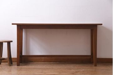 ビンテージ家具　和製ビンテージ　天板オーク材　レトロな空間づくりにおすすめの横型のリメイクカウンターテーブル(コンソールテーブル)(R-037968)