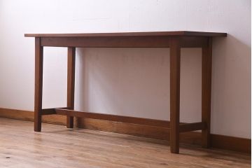 ビンテージ家具　和製ビンテージ　天板オーク材　レトロな空間づくりにおすすめの横型のリメイクカウンターテーブル(コンソールテーブル)(R-037968)