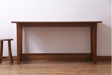 ビンテージ家具　和製ビンテージ　天板オーク材　レトロな空間づくりにおすすめの横型のリメイクカウンターテーブル(コンソールテーブル)(R-037968)