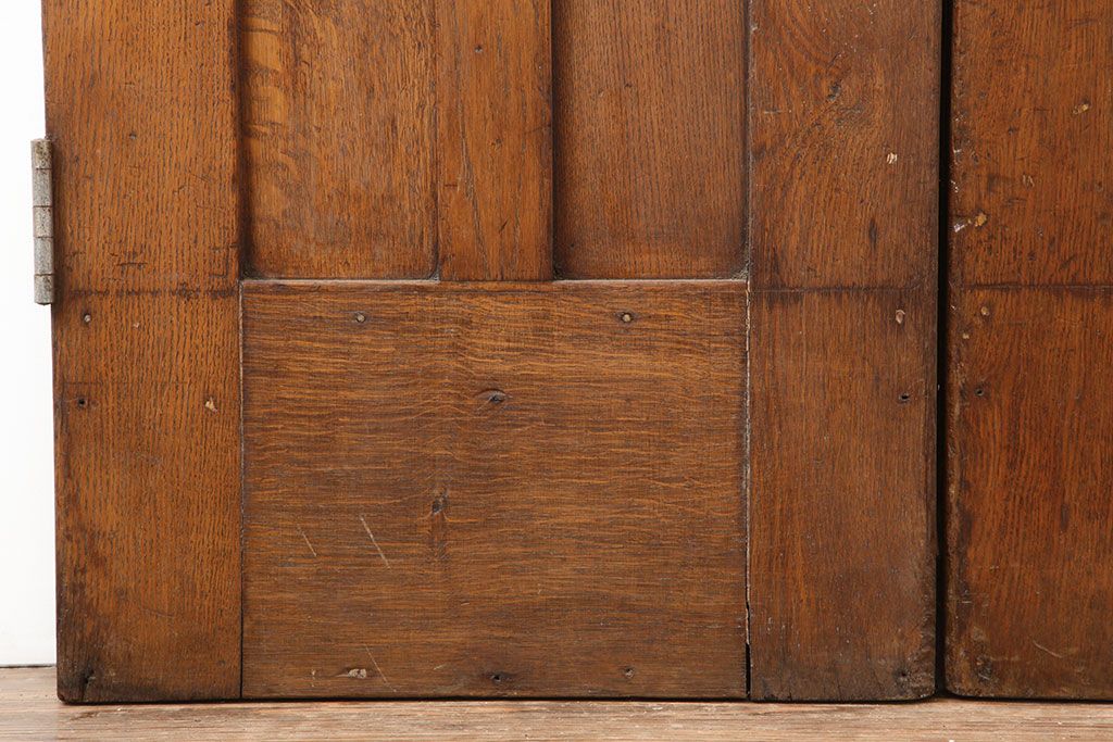 アンティーク建具　フランスアンティーク　オーク材　両開き　ノスタルジックな親子ドア(木製ドア、建具、扉)(R-037977)