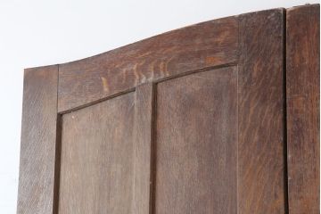 アンティーク建具　フランスアンティーク　オーク材　両開き　パネルのデザインがお洒落な木製ドア一対(扉)(R-037978)