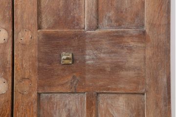 アンティーク建具　フランスアンティーク　オーク材　両開き　パネルのデザインがお洒落な木製ドア一対(扉)(R-037978)