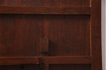 アンティーク建具　ヒノキ・ケヤキ材　純和風の空間におすすめな重厚感漂う庄内蔵戸(建具、引き戸、玄関戸)(R-037980)