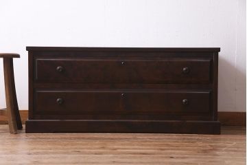 中古　北海道民芸家具　リメイク　落ち着いた雰囲気が魅力のローチェスト(ローボード、リビングボード)(R-037982)