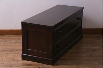 中古　北海道民芸家具　リメイク　落ち着いた雰囲気が魅力のローチェスト(ローボード、リビングボード)(R-037982)