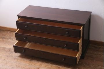 中古　北海道民芸家具　リメイク　落ち着いた雰囲気が魅力のローチェスト(ローボード、リビングボード)(R-037988)