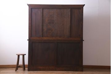 ビンテージ家具　松本民芸家具　中古　シックなデザインが魅力のF型食器棚(カップボード、キャビネット、収納棚、ヴィンテージ)(定価83万5千円)(R-037989)