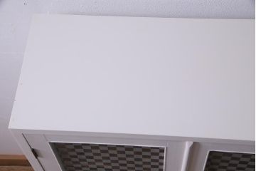 ラフジュ工房オリジナル　古建具リメイク　レトロな雰囲気漂うバイカラーのブックケース(本箱、食器棚、収納棚)(R-037994)