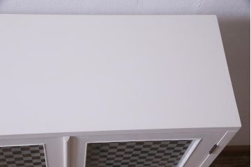 ラフジュ工房オリジナル　古建具リメイク　レトロな雰囲気漂うバイカラーのブックケース(本箱、食器棚、収納棚)(R-037994)