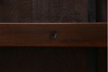 アンティーク建具　総ケヤキ材　亀甲金網　渋い和の空間づくりにおすすめな鉄格子付き蔵戸(引き戸、建具、玄関戸)(R-037995)