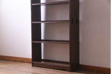 レトロ家具　昭和初期　落ち着いた雰囲気が魅力の楔(くさび)式オープンラック(本棚、飾り棚、収納棚)(R-038000)