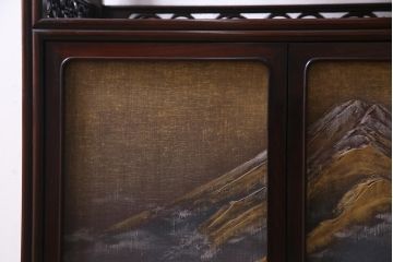 アンティーク家具　上手物!　在銘入り　紫檀(シタン)材　漆　和の趣きを感じさせる飾り棚(茶棚、違い棚)(R-038019)
