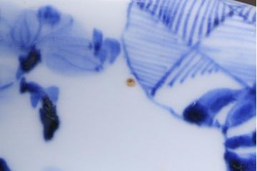 アンティーク雑貨　幕末明治期　伊万里　染付深鉢(深皿、和食器)(R-038024)