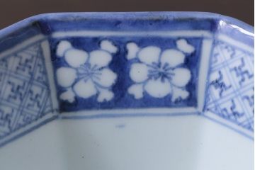 アンティーク雑貨　江戸期　古伊万里　染付龍文八角深鉢(向付)(R-038026)