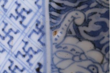 アンティーク雑貨　江戸期　古伊万里　染付龍文八角深鉢(向付)(R-038026)