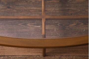 ヴィンテージ家具　Stonehill(ストーンヒル)　ガラストップのオーバル型センターテーブル(コーヒーテーブル、リビングテーブル、ビンテージ)(R-038027)